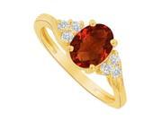 Fine Jewelry Vault UBNR83932Y148X6CZGR Oval Garnet CZ Engagement Ring in 14K Yellow Gold 6 Stones
