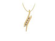 Fine Jewelry Vault UBNPD30250AGVYCZ Cubic Zirconia Channel Set Pendant in Gold Vermeil over Sterling Silver 0.25 CT TGW