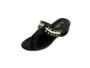 Bulk Buys OL226 3 Black Wedge Sandals with Stripe Spike Accents 3 Piece