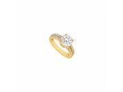Fine Jewelry Vault UBJ8711Y14CZ CZ Engagement Ring 14K Yellow Gold 1 CT CZ 77 Stones