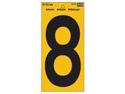 Hy Ko Products RV 75 8 5 in. Black Yellow Reflective Plastic Number 8
