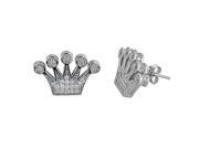 YGI Group SSE294 Sterling Silver Micropave Crown Stud Earrings With Cubic Zirconia