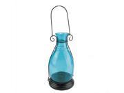 NorthLight 10.5 in. Transparent Blue Decorative Glass Bottle Vase Tea Light Candle Lantern