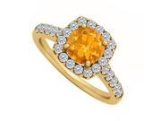 Fine Jewelry Vault UBNR50576Y14CZCT Halo Citrine Engagement Ring With CZ in 14K Yellow Gold 10 Stones