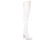 Pleaser SED3000_W 9 Plain Stretch Thigh Boot White Size 9