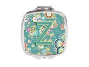 Carolines Treasures CJ2015 ZSCM Letter Z Circle Circle Teal Initial Alphabet Compact Mirror