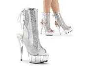 Pleaser DEL1018MSH_S PU_C 11 1.75 in. Platform Open Toe and Heel Mesh Ankle Boot Silver Clear Size 11