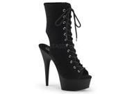 Pleaser DEL1016_BSUE_M 7 1.75 in. Platform Open Toe and Back Lace Up Boot with Side Zip Black Size 7