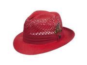Dorfman Pacific SA607 RED2 Mens Stacy Adams Pinch Front Vented Toyo Hat Red Medium