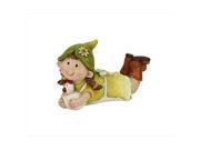 NorthLight 8 in. Young Girl Gnome Lounging With Chicken Spring Outdoor Garden Patio Figure