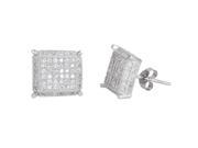 YGI Group SSE213 Sterling Silver Square Micropave Stud Earrings With Cubic Zirconia
