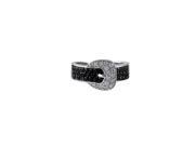 Dlux Jewels Sterling Silver Cubic Zirconia White Black Belt Ring Size 9