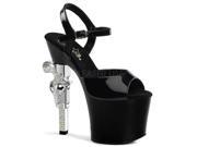 Pleaser REV709_B_M 6 3.25 in. Platform Rhinestone Embellished Gun Ankle Strap Sandal Black Size 6