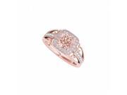 Fine Jewelry Vault UBNR84682P14CZMG Morganite CZ Filigree Ring in 14K Rose Gold 4 Stones