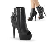 Pleaser DEL1015_BPU_M 7 1.75 in. Platform Peep Toe Bootie with Outer Side Zip Black Size 7