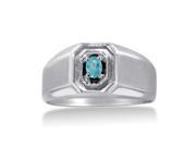 SuperJeweler 14K 0.25 Ct. Blue Topaz Mens Ring Crafted In Solid White Gold