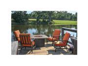 NorthLight Tres Motion Cast Aluminum Patio Chair Gas Fire Pit Outdoor Furniture Set Terracotta Cushions 5 Piece