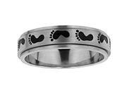 Doma Jewellery SSGMR015 Stainless Steel Ring With Laser Etched Footprints