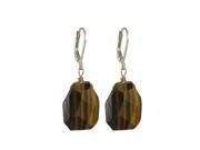 Dlux Jewels Tiger Eye Semi Precious Stone Gold Tone Sterling Silver Lever Back Earrings 1.54 in.