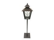 NorthLight 34 in. Black Rust Red Brushed Metal Holiday Pillar Candle Lantern Christmas Decoration