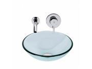 VIGO Crystalline Glass Vessel Sink and Olus Wall Mount Faucet Set in a Chrome Finish