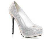 Pleaser Day Night PTG20_WS 10 1 in. Concealed Platform Iridescent Rhinestone Covered Pump Shoe White Size 10