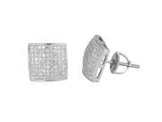 YGI Group SSE240 Sterling Silver Square Micropave Screwback Stud Earrings With Cubic Zirconia