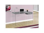 MonarchSpecialties I 7208 48 in. L Computer Desk With Tempered Glass Glossy Grey