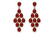 PalmBeach Jewelry 5307407 Birthstone Chandelier Earrings in Yellow Gold Tone July Simulated Ruby