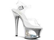 Pleaser MOON708DMCH_C_S 8 2.75 in. Cut Out Platform Ankle Strap Sandal Silver Clear Size 8