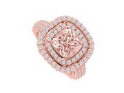 Fine Jewelry Vault UBNR84005P148X8DMG Double Halo Natural Diamonds Morganite Rose Gold Ring 30 Stones