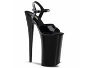 Pleaser ADO1021_B_C 7 2.75 in. Platform Peep Toe Lace Up Ankle Boot with Side Zip Black Clear Size 7