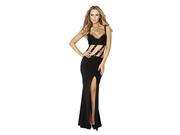 RomaCostume Vol.25 3165 Blk M Womens Gown with Slit Front and Diagonal Straps with Rhinestone Detail Black Medium