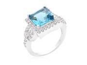 Kate Bissett R08352R C32 05 Halo Style Princess Cut Aqua Blue Cocktail Ring Size 5
