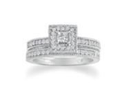 SuperJeweler H020921EW 14W z9 1Ct Princess Diamond Bridal Set Ring In 14K White Gold Size 9