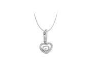 Fine Jewelry Vault UBPDBK22W18D Heart Floating Diamond Pendant in 18K White Gold 1 Carat Diamonds