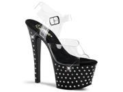 Pleaser STDUS708_C_B 11 2.75 in. Platform Ankle Strap Sandal Black Clear Size 11