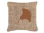 Stingray Burlap and Brown Canvas Fabric Decorative Pillow BB1095