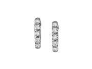 Fine Jewelry Vault UBNER40654W14D10010 Large Diamond Hoop Earrings for Women in Bar 14K White Gold 1 CT TDW April Birthstone Jewelry