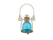 NorthLight 7.5 in. Blue Glass Bell Tea Light Candle Holder Lantern