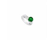 Fine Jewelry Vault UBJS244AW14DE Emerald Diamond Engagement Ring in 14K White Gold 0.66 CT TGW 4 Stones