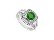 FineJewelryVault UBJ6157W14DE 101 Emerald and Diamond Engagement Ring 14K White Gold 1.50 CT TGW Size 7