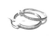 Dlux Jewels Sterling Silver 30 mm Hoop Earrings White Cubic Zirconias