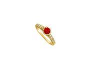 Fine Jewelry Vault UBNR50458Y14DR 1 CT Ruby Diamonds Engagement Ring 14K Yellow Gold 42 Stones