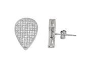 YGI Group SSE235 Sterling Silver Flat Teardrop Micropave Stud Earrings With Cubic Zirconia