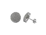 Dlux Jewels Rhodium Plated Sterling Silver White Cubic Zirconia Round Post Stud Earrings 10.8 mm