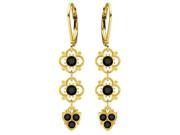 Lucia Costin Black Swarovski Crystal with Cute Charms Earrings Sterling Silver Plated Rose Gold