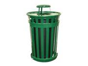 Witt Industries M5001 RC GN Oakley Slatted Metal Receptacle with Rain Cap Green