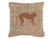 Monkey Burlap and Brown Canvas Fabric Decorative Pillow BB1128