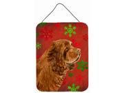 Carolines Treasures SS4717DS1216 Sussex Spaniel Red Snowflakes Holiday Christmas Aluminium Metal Wall Or Door Hanging Prints